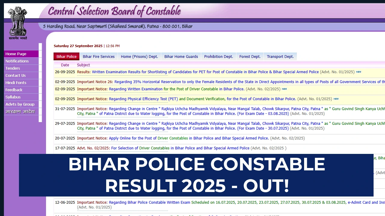 Bihar Police Constable Result 2025
