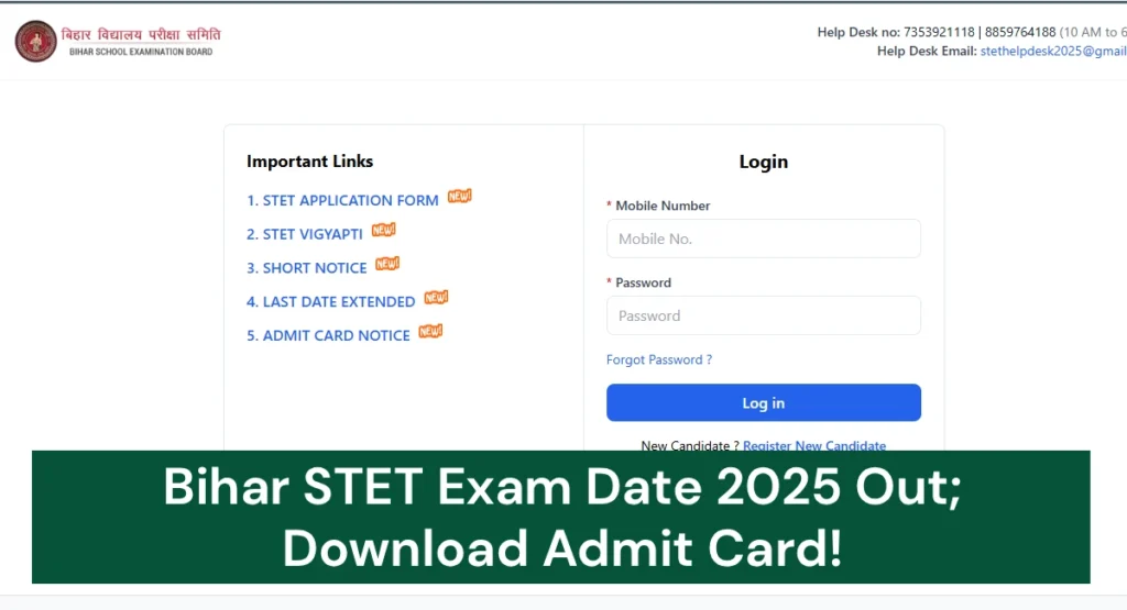 Bihar STET Exam Date 2025