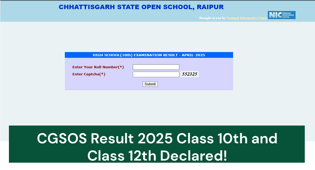 CGSOS Result 2025 Class 10th, 12th Declared