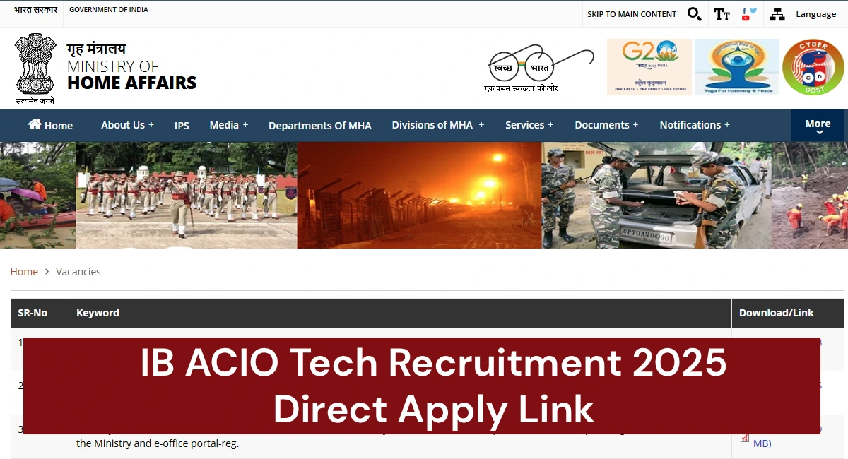 IB ACIO Tech Recruitment 2025