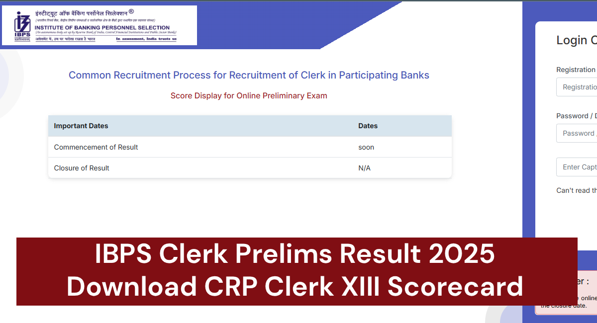 IBPS Clerk Prelims Result 2025