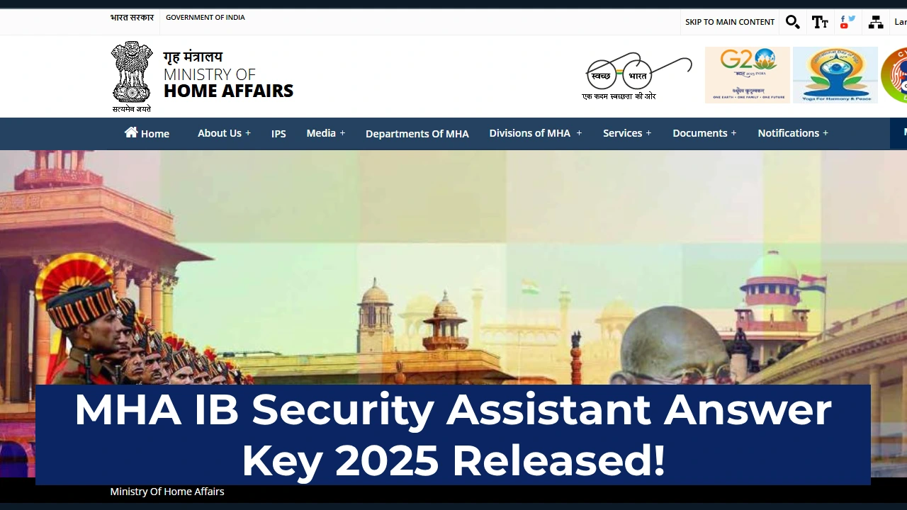 MHA IB Security Assistant Answer Key 2025 OUT