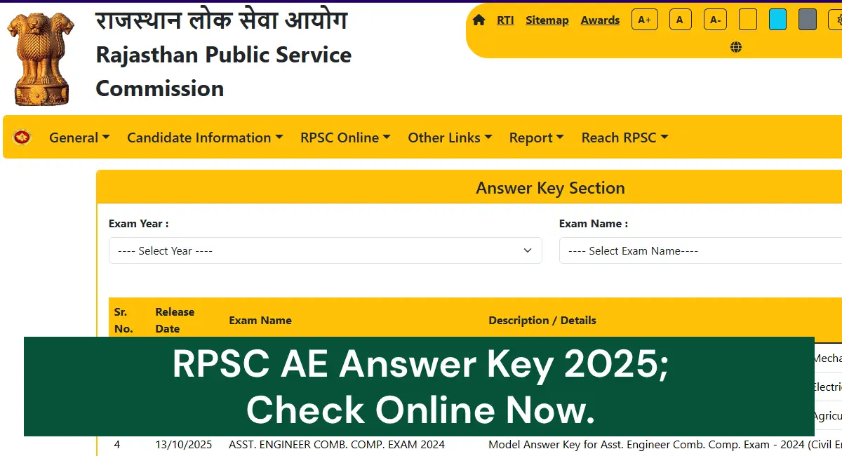 RPSC AE Answer Key 2025