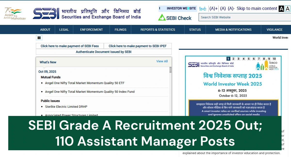 SEBI Grade A Recruitment 2025