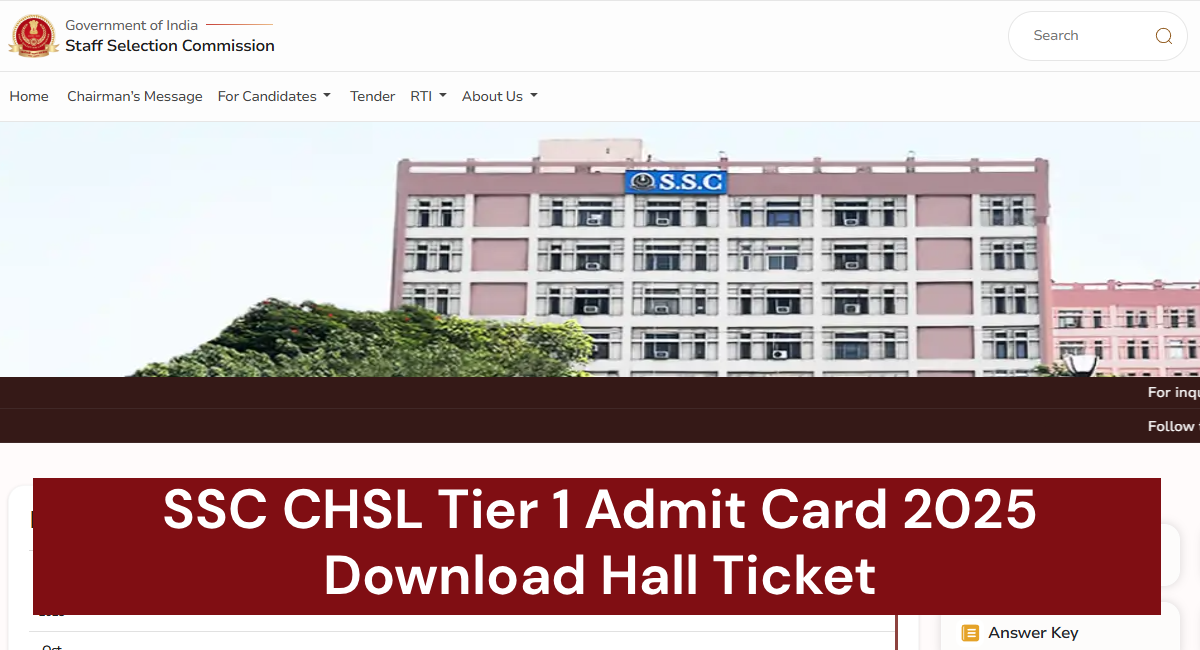 SSC CHSL Tier 1 Admit Card 2025