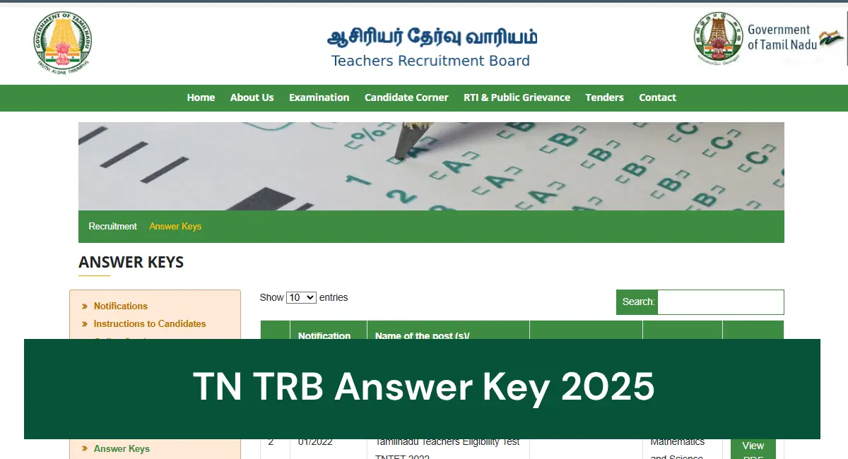 TN TRB Answer Key 2025