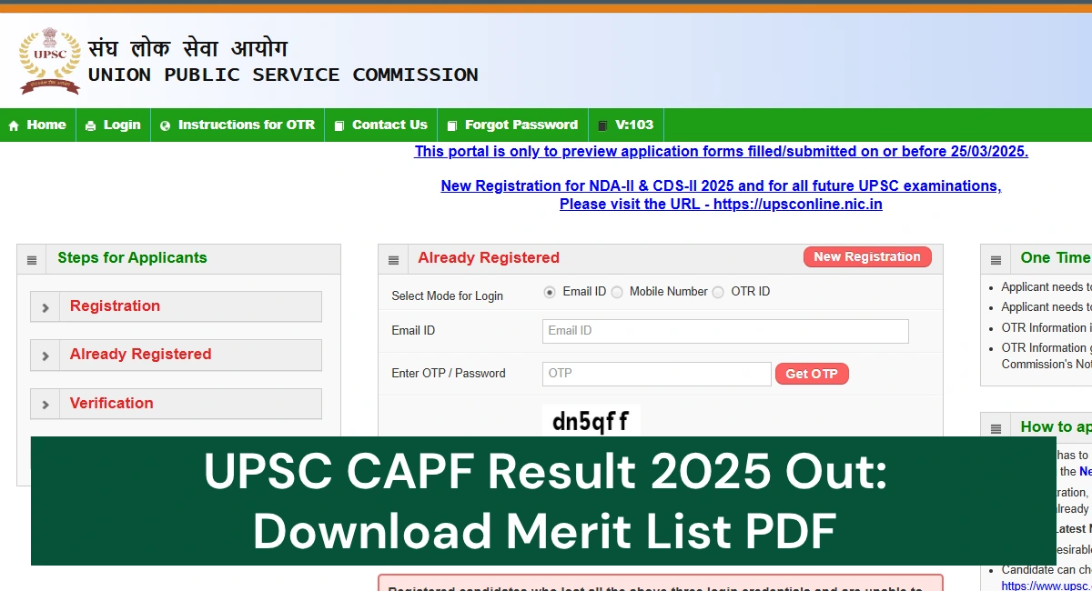 UPSC CAPF Result 2025 Out
