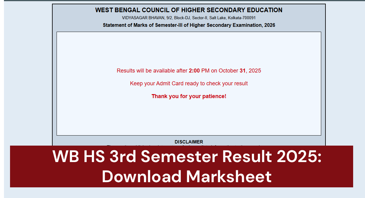 WB HS 3rd Semester Result 2025