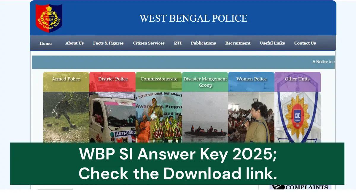 WBP SI Answer Key 2025