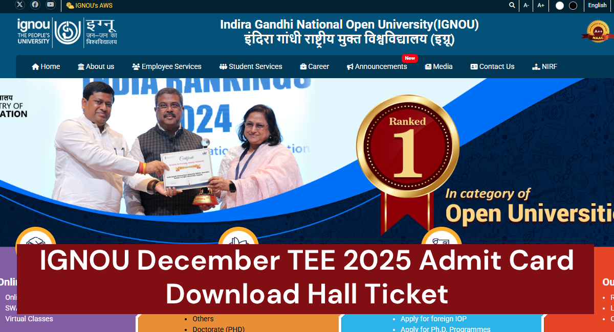 IGNOU December TEE 2025 Admit Card