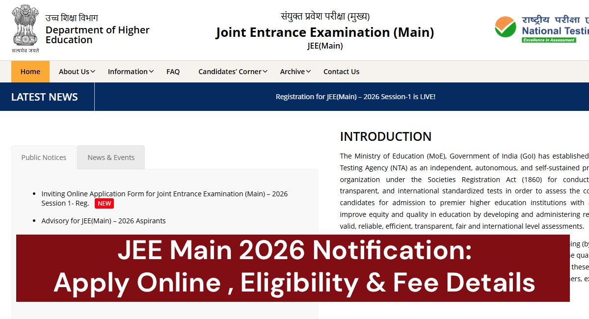 JEE Main 2026 Notification