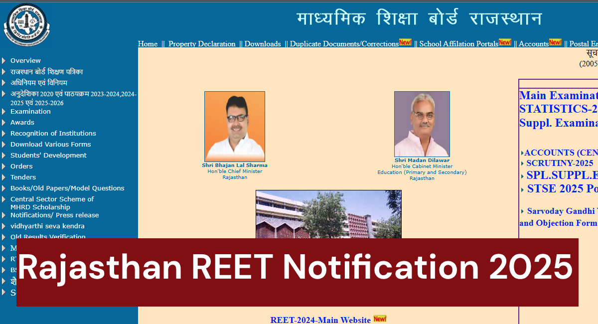 Rajasthan REET Notification 2025