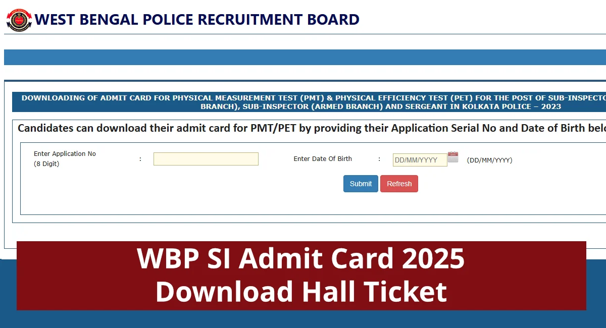 WBP SI Admit Card 2025