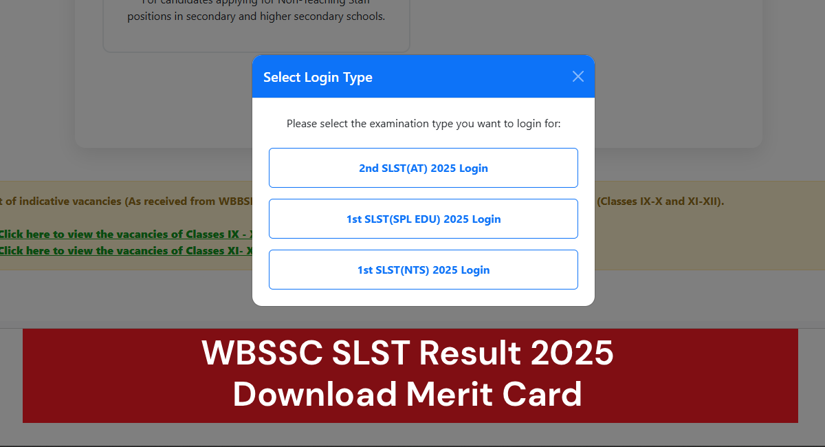WBSSC SLST Result 2025