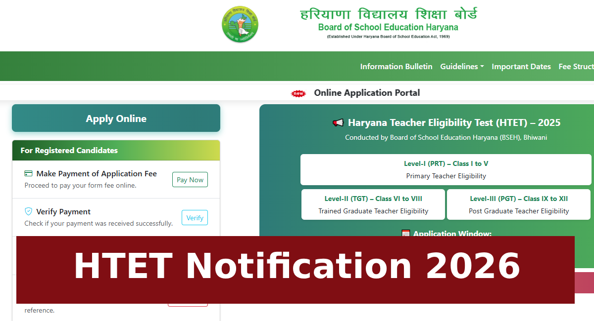HTET Notification 2026