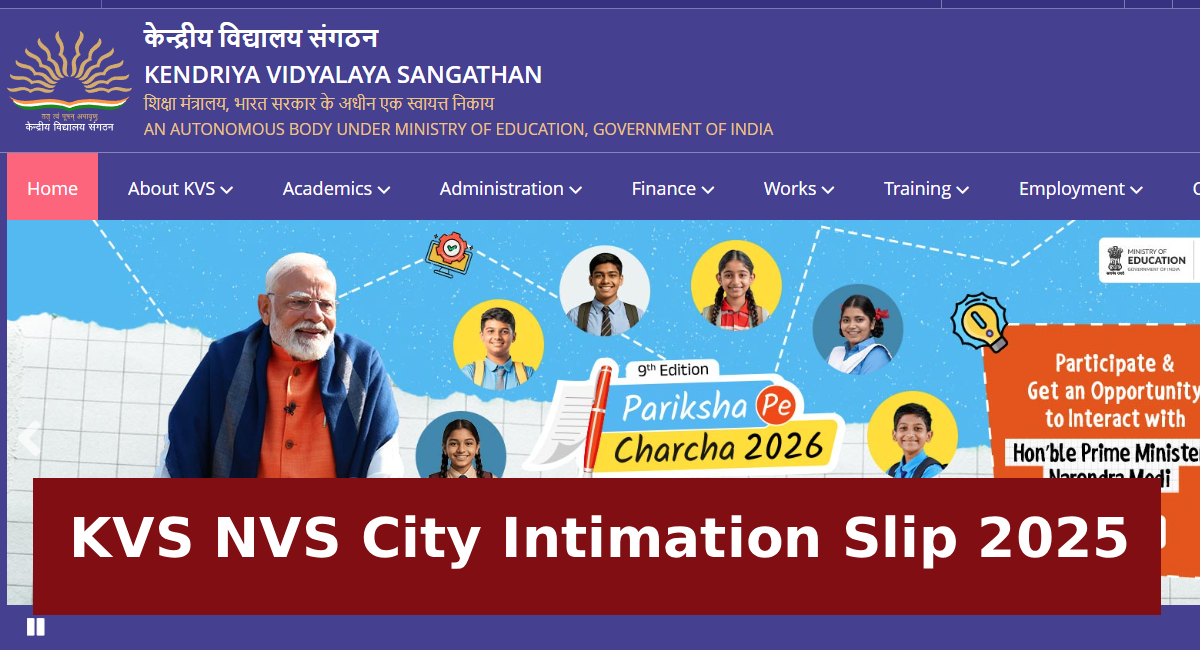 KVS NVS City Intimation Slip 2025