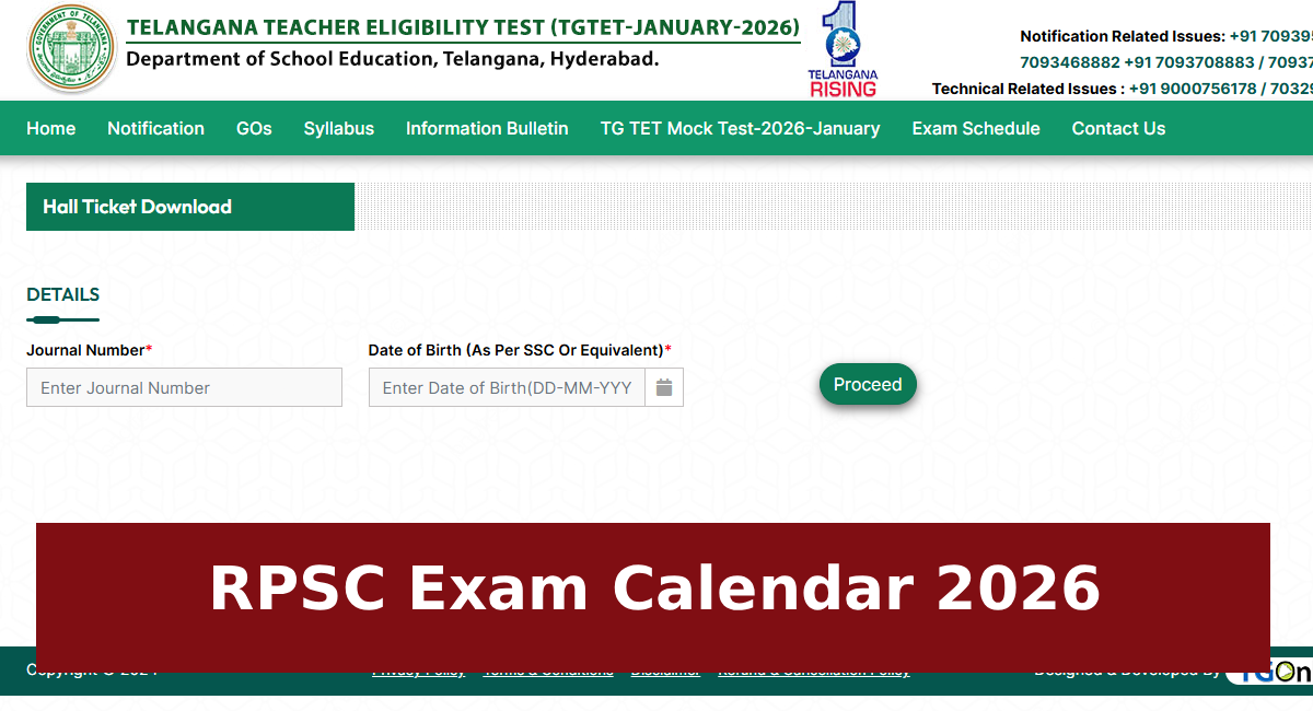 RPSC Exam Calendar 2026
