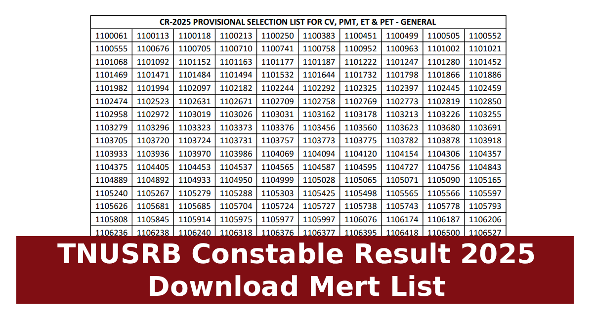 TNUSRB Constable Result 2025