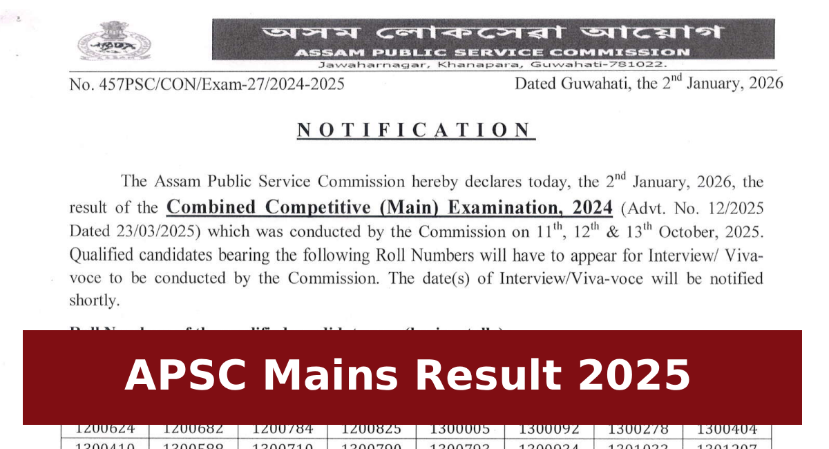 APSC Mains Result 2025