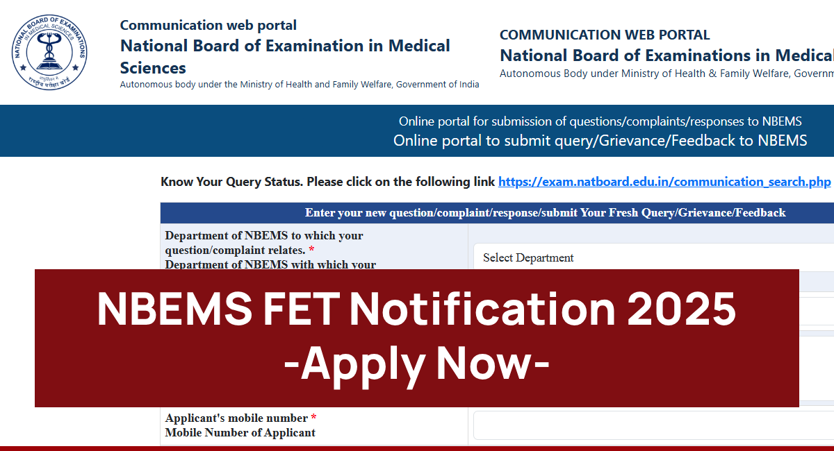 NBEMS FET Notification 2025